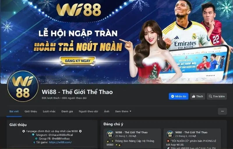 Liên hệ Wi88 qua Fanpage